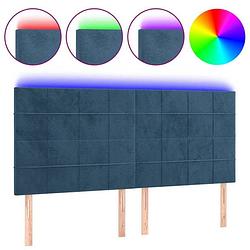 Foto van Vidaxl hoofdbord led 180x5x118/128 cm fluweel donkerblauw