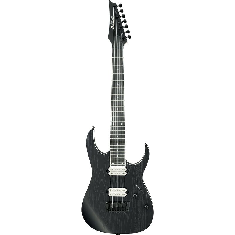 Foto van Ibanez prestige rgr752ahbf-wk weathered black 7-snarige elektrische gitaar met koffer