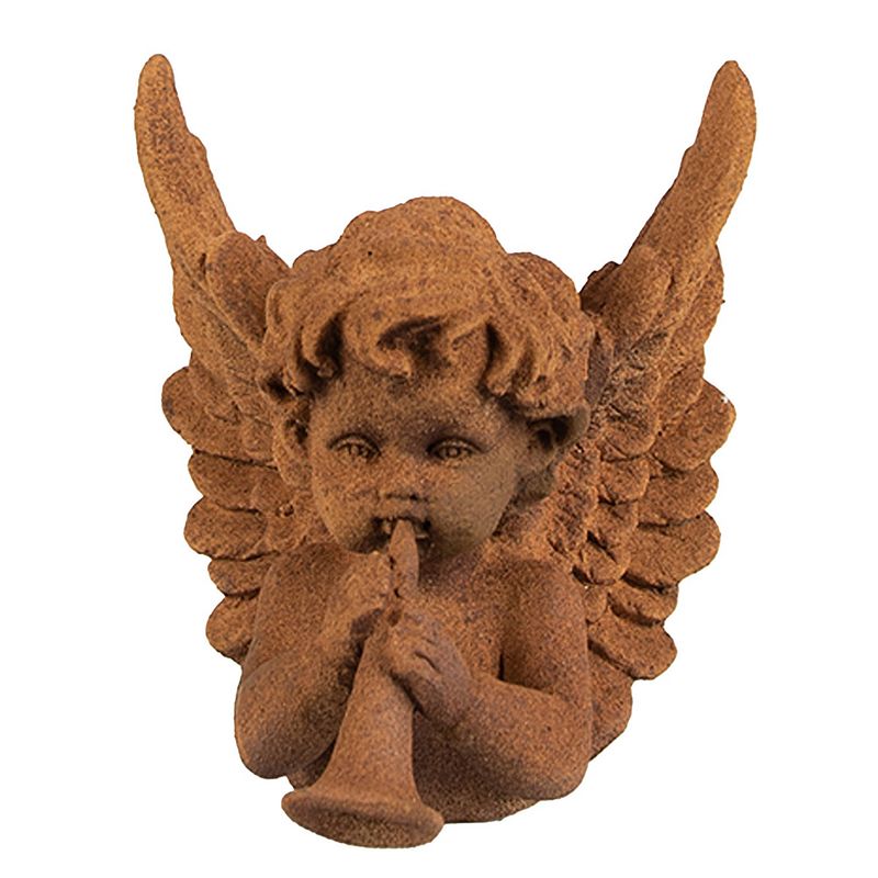 Foto van Clayre & eef decoratie beeld engel 12 cm bruin polyresin religious sculpture bruin religious sculpture