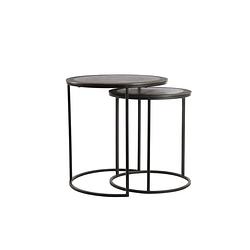 Foto van Side table s/2 40x45+49x50,5 cm talca raw lead antique