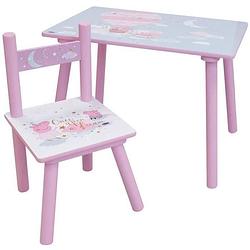 Foto van Fun house peppa pig dream table h.41.5 x l.60 x d. 40 cm met een stoel h.49,5 x l.31 x d.31,5 cm voor kinderen