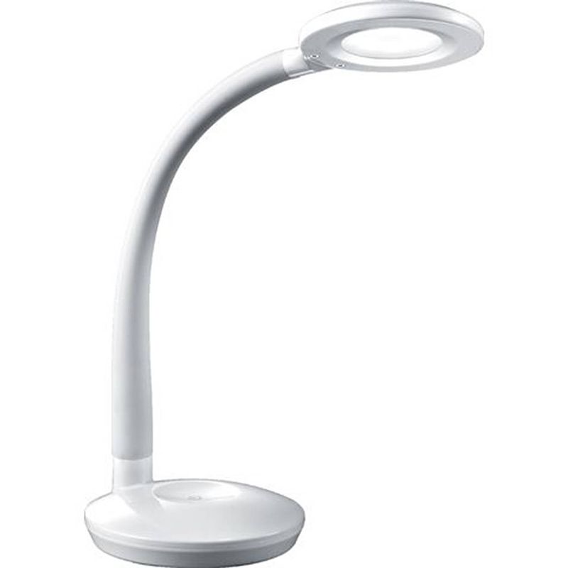 Foto van Led bureaulamp - tafelverlichting - trion kori - 3w - warm wit 3000k - dimbaar - rond - mat wit - kunststof