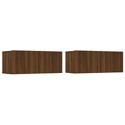 Foto van The living store tv-meubel - bruineiken - 80 x 30 x 30 cm - neerklapbare deuren - 2 stuks