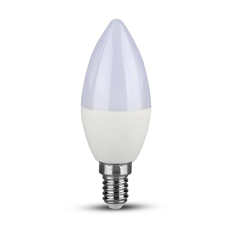 Foto van V-tac vt-293d led lampen - kaars - e14 - samsung - ip20 - wit - 5,5 watt - 470 lumen - 6400k - 5 jaar