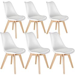 Foto van Tectake - 6 eetkamerstoelen friederike - wit - 403816