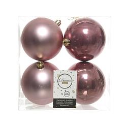 Foto van Kerstballen plastic glans-mat dia 10 cm veloursroze