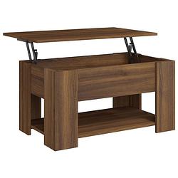 Foto van The living store salontafel - lift-top - bewerkt hout - 79x49x41 cm - bruineiken