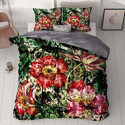 Foto van Dekbedovertrek arina - eenpersoons (140x200 cm) - rood polyester-katoen - dessin: bloemen - sleeptime - dekbed-discounter.nl