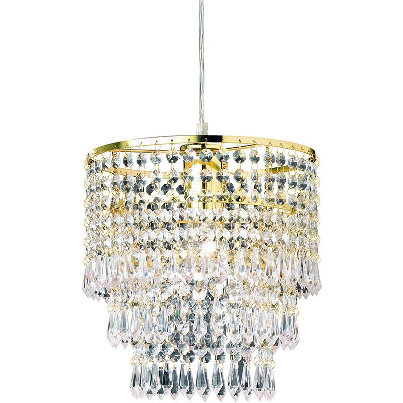 Foto van Led hanglamp - hangverlichting - trion oranta - e27 fitting - 1-lichts - rond - mat goud - aluminium