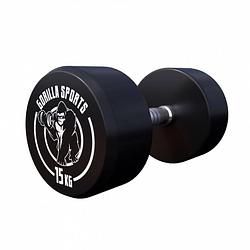 Foto van Gorilla sports dumbell - 15 kg - gietijzer (rubber coating) - met logo