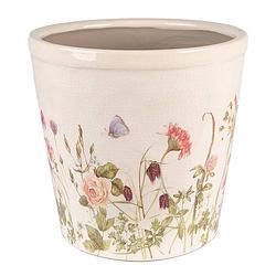 Foto van Clayre & eef bloempot ø 21x19 cm roze beige keramiek bloemen bloempot binnen plantenpot plant pot roze bloempot binnen