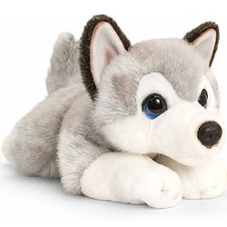 Foto van Keel toys pluche husky grijs/wit honden knuffel 37 cm - honden knuffeldieren - speelgoed voor kind