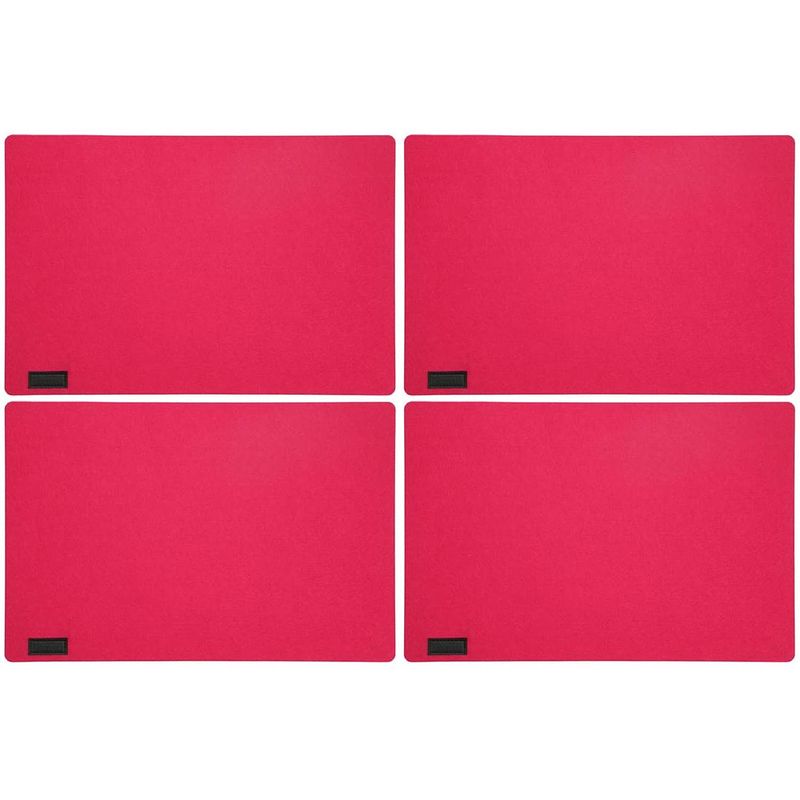 Foto van 4x stuks rechthoekige placemats met ronde hoeken polyester fuchsia roze 30 x 45 cm - placemats