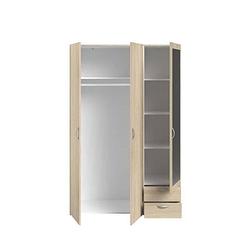 Foto van Varia cabinet - chene decor - 3 deuren + spiegel + 2 laden - l 120 x h 185 x d 51 cm - parisot