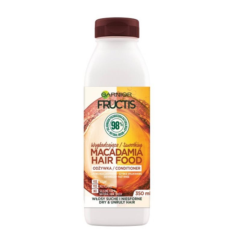 Foto van Fructis macadamia hair food gladmakende conditioner voor droog en weerbarstig haar 350ml