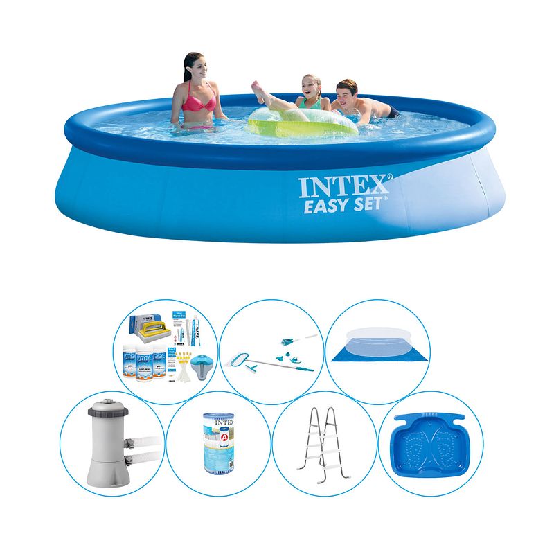 Foto van Zwembad comfort pakket - 8-delig - intex easy set rond 396x84 cm