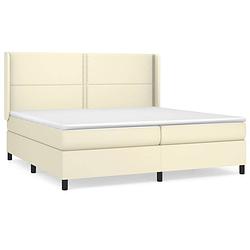 Foto van The living store boxspringbed - bed - 203 x 203 x 118/128 cm - crème kunstleer