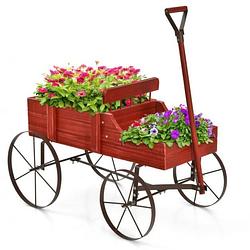 Foto van Plantentrolley - plantenbakken voor buiten - bloembak - plantenbak - bolderwagen - 62 x 34 x 60 cm