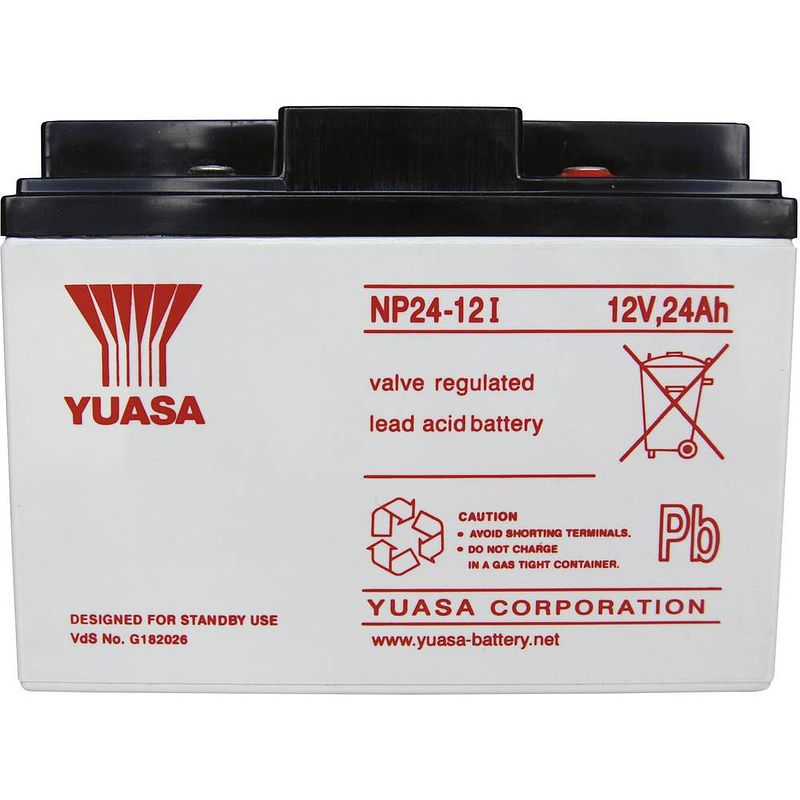 Foto van Yuasa np24-12 loodaccu 12 v 24 ah loodvlies (agm) (b x h x d) 166 x 125 x 175 mm m5-schroefaansluiting onderhoudsvrij, vds-certificering