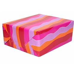 Foto van 1x inpakpapier/cadeaupapier roze/paars/oranje/rood in golf 200 x 70 cm - cadeaupapier