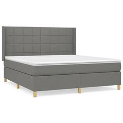 Foto van The living store boxspringbed - donkergrijs - 203 x 163 x 118/128 cm - pocketvering matras - middelharde ondersteuning