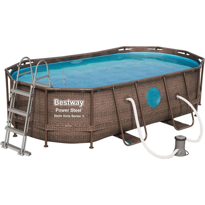 Foto van Bestway zwembad power steel set - ovaal - rotan - 549 x 274 x 122 cm