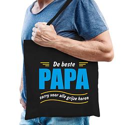 Foto van Beste papa kado tas voor verjaardag / vaderdag zwart voor heren - feest boodschappentassen