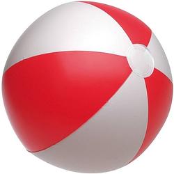 Foto van 1x strandbal opblaasbaar rood/wit - strandballen