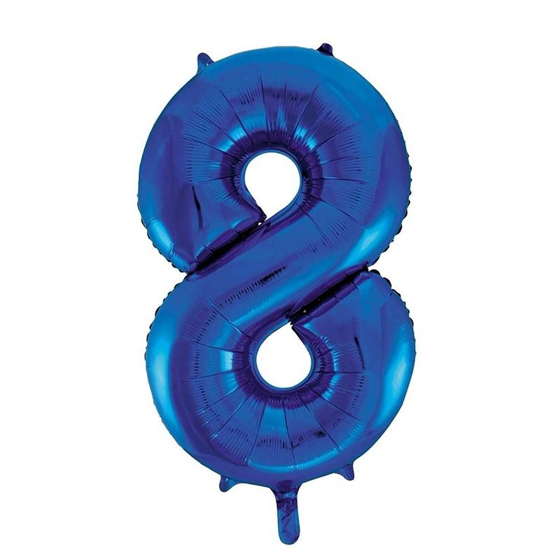 Foto van Cijfer 8 folie ballon blauw van 86 cm