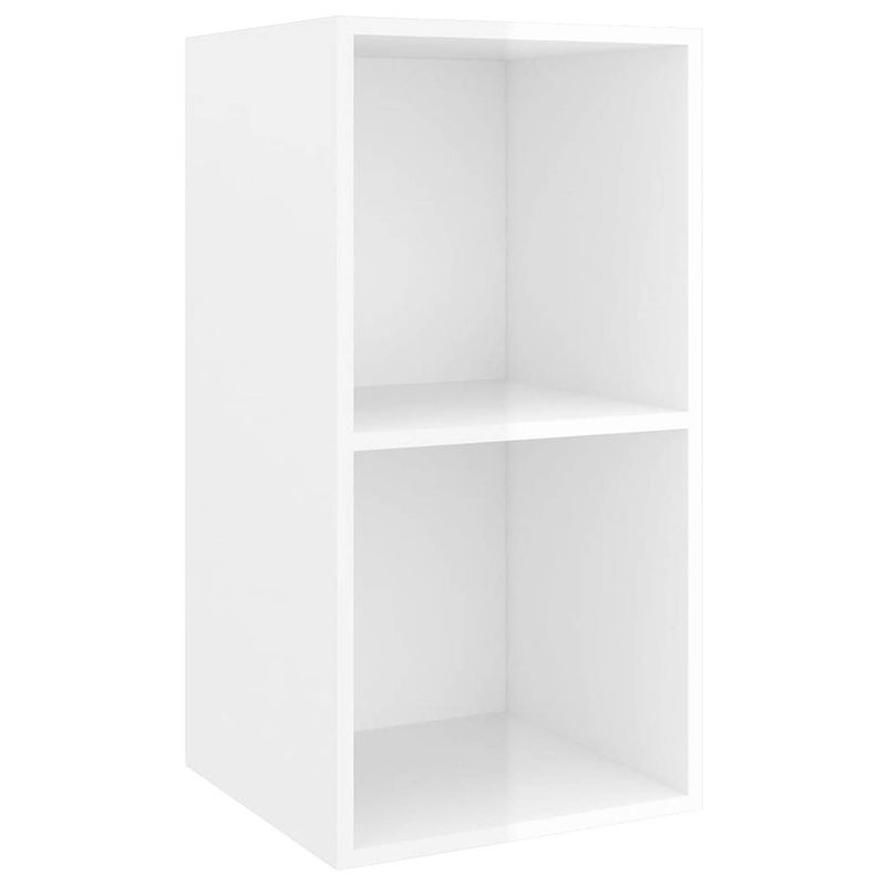 Foto van The living store tv wandmeubel - - - 37x37x72 cm - kleur- hoogglans wit