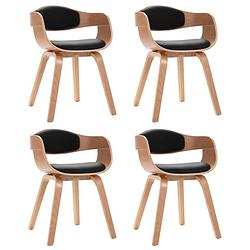 Foto van The living store eetkamerstoelen - set van 4 - kunstleer - gebogen hout - ergonomisch ontwerp - zwart - 49x51.5x71.5cm