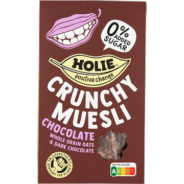 Foto van Holie crunchy muesli chocolate whole grain oats & dark chocolate 400g bij jumbo