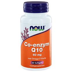 Foto van Now co-enzym q10 60 mg met omega-3 visolie capsules