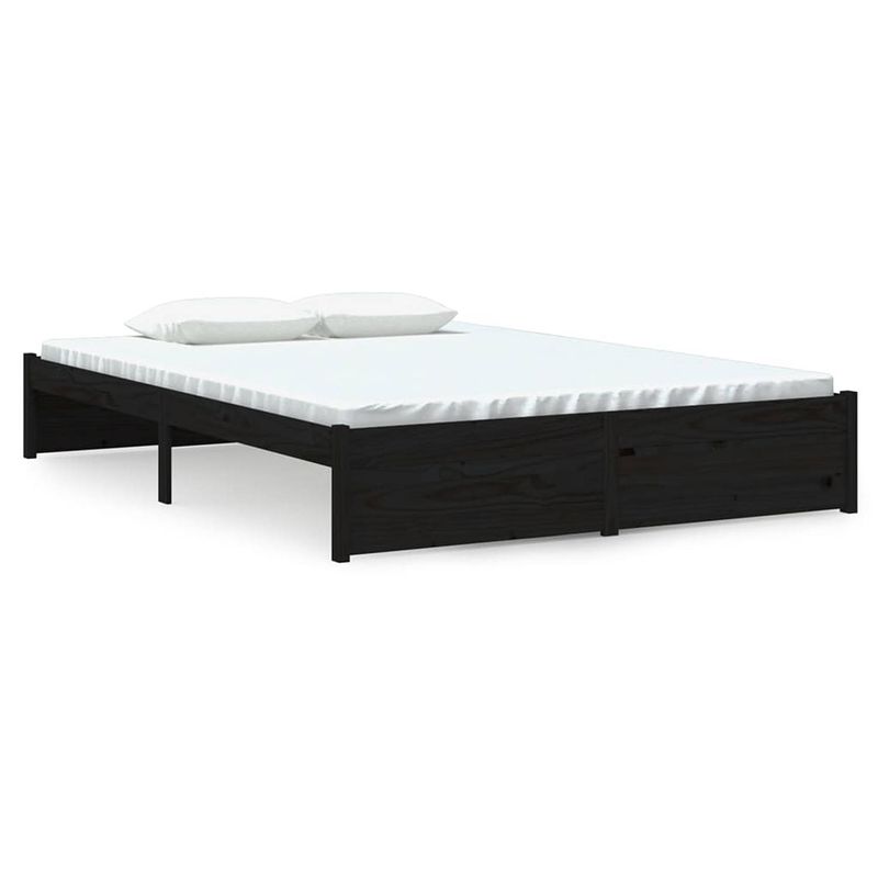 Foto van Vidaxl bedframe massief hout zwart 140x190 cm