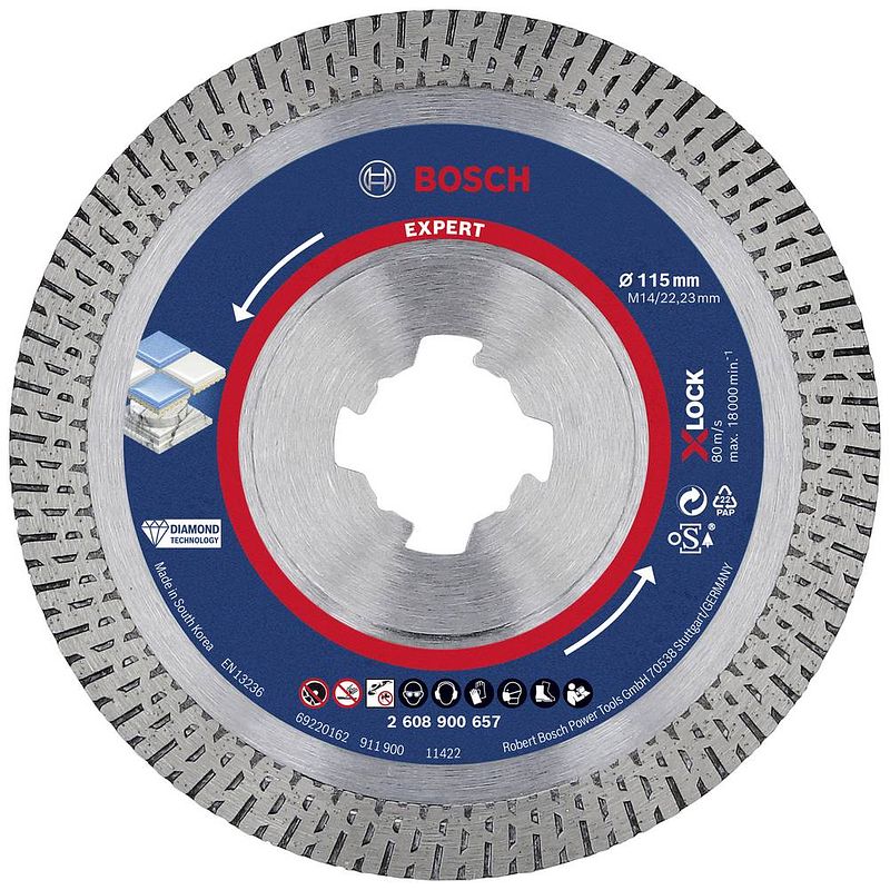 Foto van Bosch accessories 2608900657 expert hardceramic x-lock diamanten doorslijpschijf diameter 115 mm 1 stuk(s)