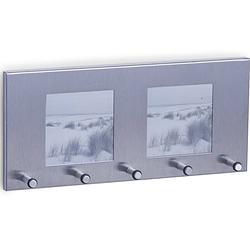Foto van Sleutelrekje rechthoek zilver met foto vensters 29 cm - sleutelkastjes
