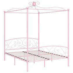 Foto van The living store hemelbedframe - metaal - 211 x 189 x 227 cm - roze - met verfijnd ontwerp