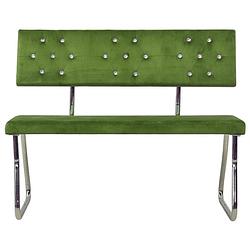 Foto van The living store bank velvet - lichtgroen - 110 x 53 x 82.5 cm - kristal-metaal