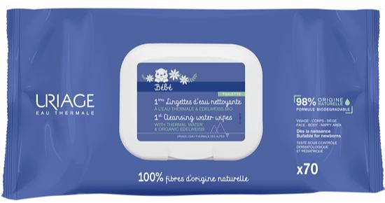 Foto van Uriage baby 1st cleansing water wipes