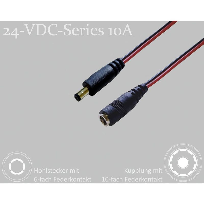 Foto van Bkl electronic dc-connector holle dc-stekker - dc-koppeling 5.5 mm 2.5 mm 5.5 mm 2.5 mm 2 m 1 stuk(s) single