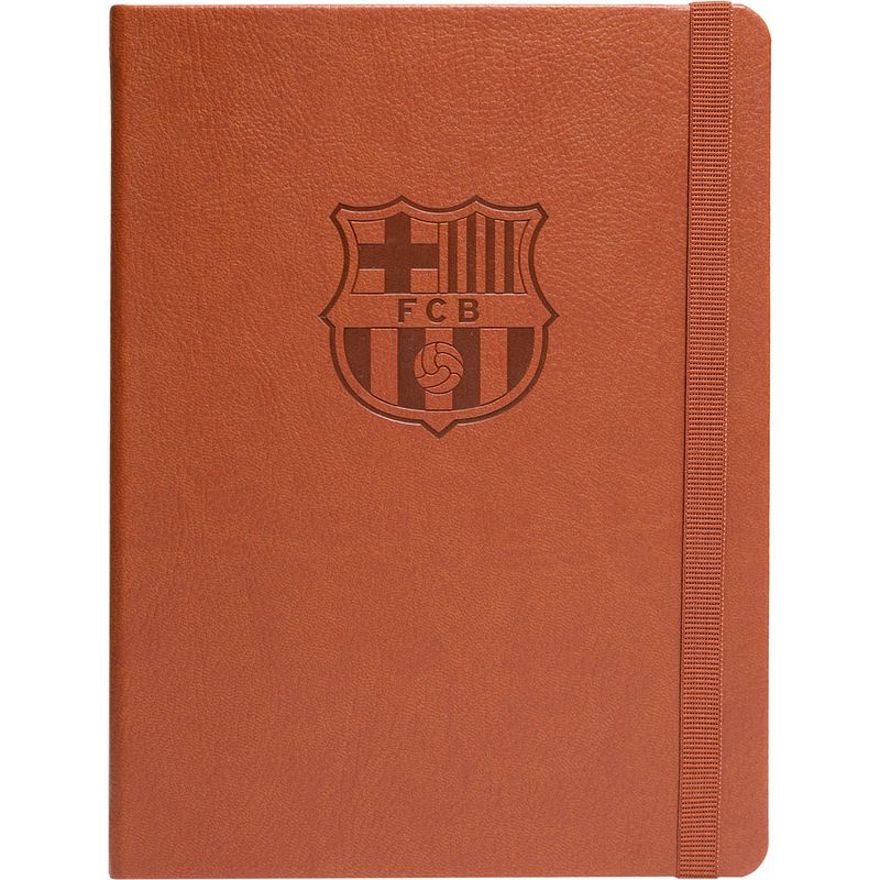 Foto van Fc barcelona bullet journal a5 hardcover imitatieleer bruin