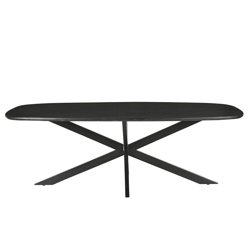 Foto van Livingfurn - eetkamertafel jesper danish oval black 230cm - mangohout / gecoat staal