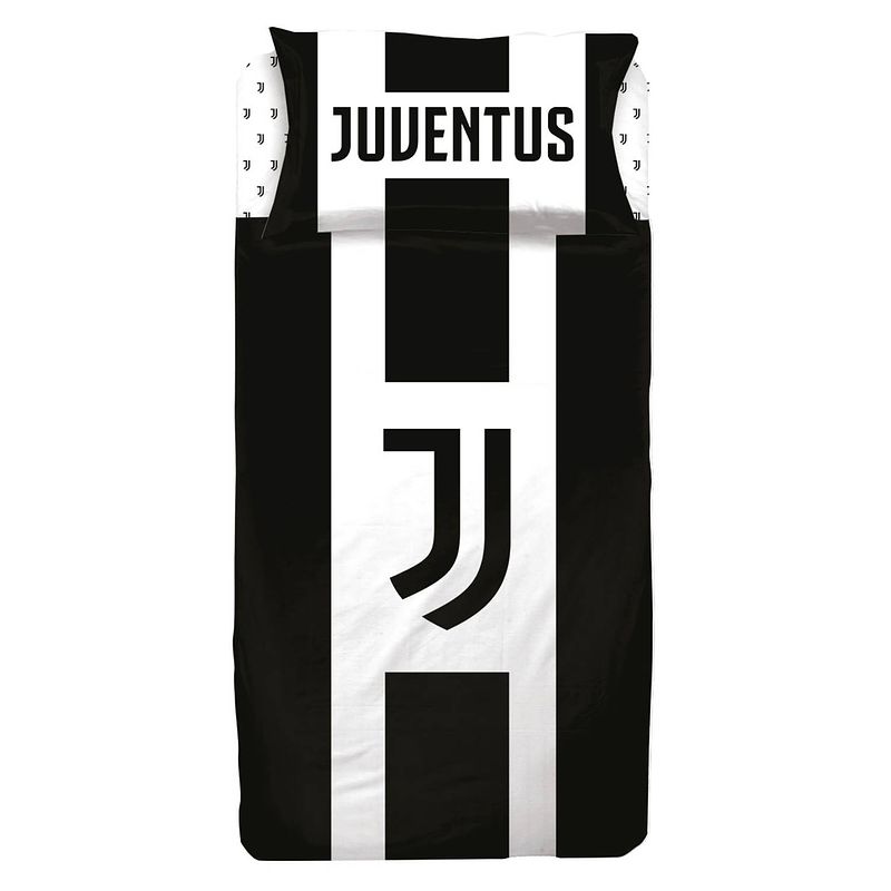 Foto van Juventus dekbedovertrek 140 x 200 cm/65 x 65 cm katoen zwart/wit