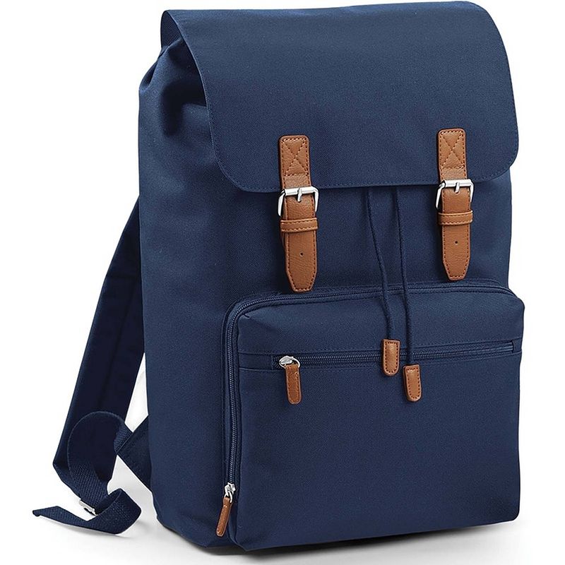 Foto van Vintage schooltas rugzak/rugtas navy 49 cm - rugzak