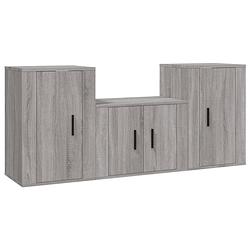 Foto van The living store tv-meubelset - klassiek - meubelen - 57x34.5x40 cm / 40x34.5x60 cm - grijs sonoma eiken