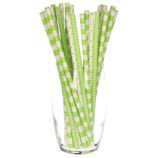 Foto van 100x stuks drinkrietjes van papier - groen - 20 cm - drinkrietjes