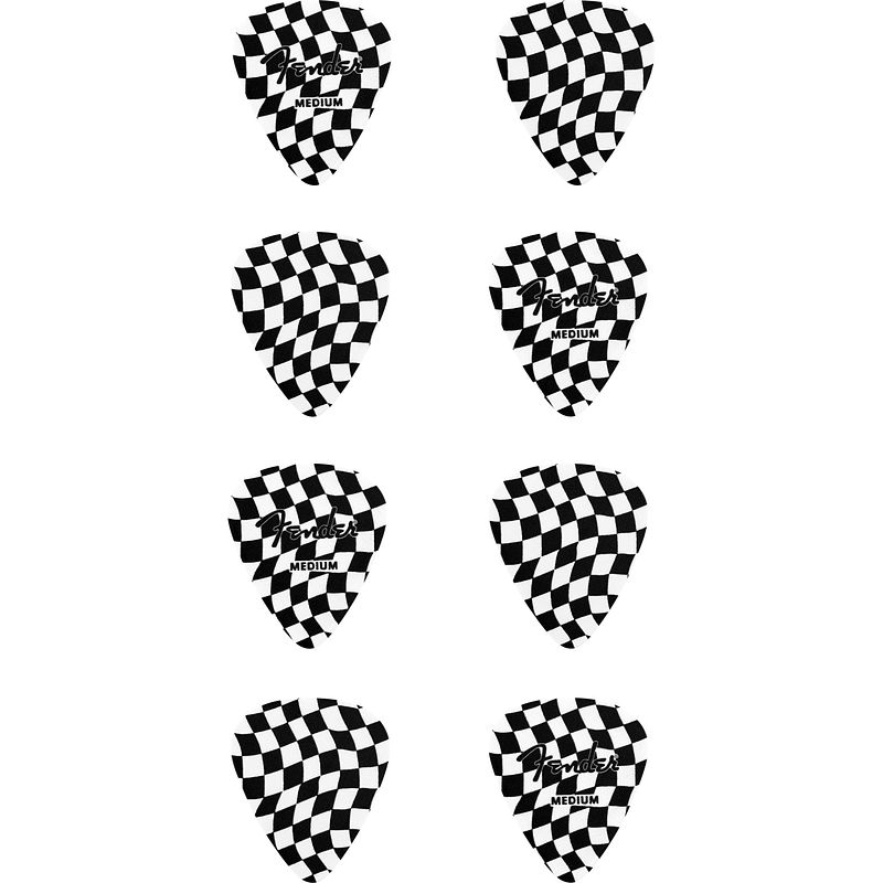 Foto van Fender wavy checkerboard 351 celluloid picks plectrumset (8 stuks)