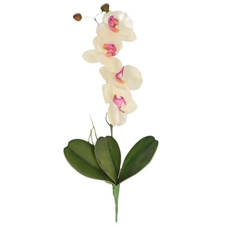 Foto van Wit/roze orchidee/phalaenopsis kunstplant takken 44 cm voor binnen - kunstbloemen