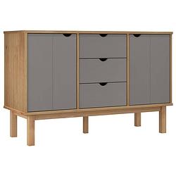 Foto van Vidaxl dressoir otta 113,5x43x73 cm massief grenenhout bruin en grijs