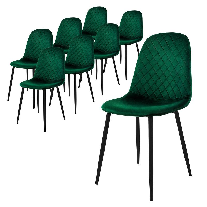 Foto van Ml-design eetkamerstoelen set van 8, donkergroen, keukenstoel met fluwelen bekleding,woonkamerstoel met